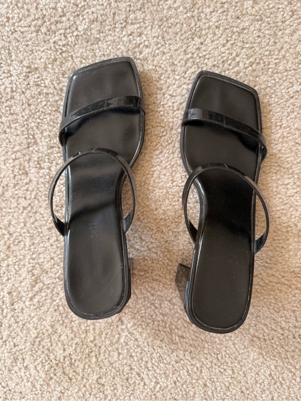 Jeffrey Campbell Black Square-Toe Strappy Block Heel Sandals
